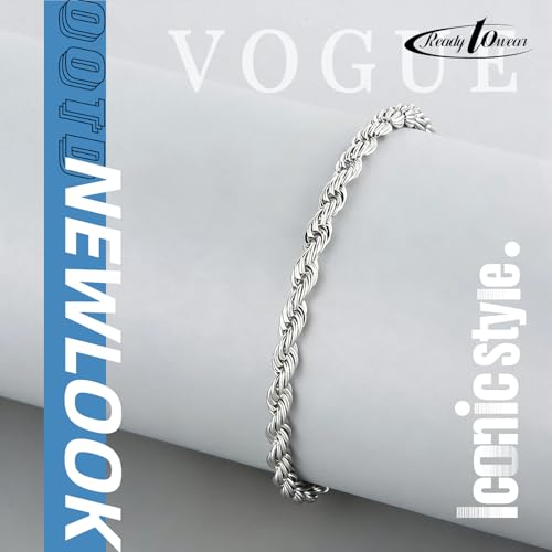 Pulsera para hombre de acero inoxidable plateada 22 cm miniatura 4