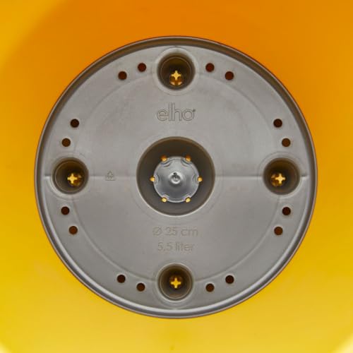 Pot de fleurs extérieur Elho rond haut jaune ocre pour terrasse - 5