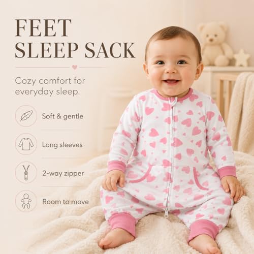 Image of Toddler Sleep Sacks for 2t-3t, 1 Pack Baby Wearable Blanket with Feet, Long Sleeves Breathable Sleep Sacks for Baby Boys and Girls
