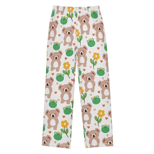 Lovely Koala Frog Boys Long Pants Soft Trousers Elastic Waist Kids Lounge Bottoms with Pockets S-XL