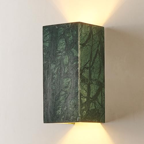 Moderno aplique de pared de mármol con luz LED para mesita de noche y sala de estar, lámpara de pared de alabastro de 9 pulgadas para pasillo, baño y tocador, accesorio de iluminación de pared verde