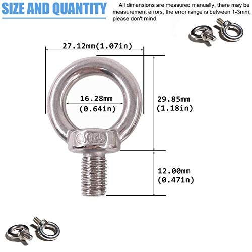 Image of Lifting Ring Eye Bolt M6 /0.24 inch Marine Weight Lift 304 Stainless Steel Male Thread Screws Bolts Rings Eye Bolts Ring Screw 5pcs