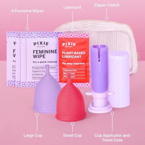 Image of 2 Menstrual Cups and Applicator Bundle - No Metals or Toxins - 100% Medical-Grade Silicone - Softest Reusable Period Cup - Inserts Like a Tampon - Capacity of 4 and 6 Tampons