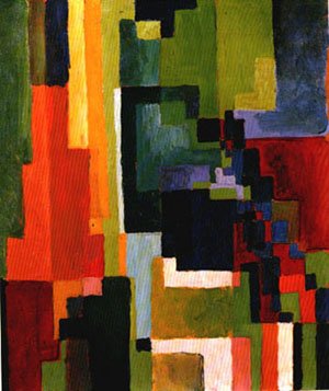 Peinture à l'huile Coloured Forms II d'Auguste Macke - Grand tableau 30x40 pour mur vide