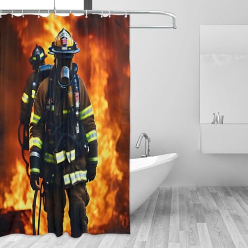Rideau de douche de qualité supérieure à motif pompier en polyester - 4