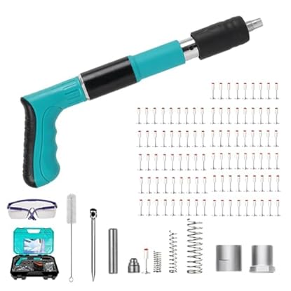 Foto di NEWFUN Pistola Sparachiodi,Pistola Manuale Sparachiodi,con 100 Chiodi, Spara Chiodi Per Cemento E Ferro,Portatile Nail Gun Regolabile, con Occhiali di Protezione e Custodia in Plastica Portatile