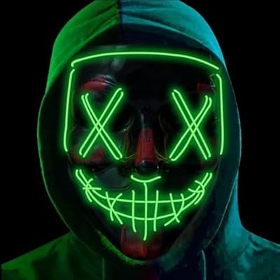 FASCHINFEVER Máscara led de Halloween Purge verde, máscara de disfraz con control para Halloween, carnaval y como disfraz para hombres y mujeres, colores a elegir | Ya disponible en tu tienda friki favorita! En mundofriki.es!