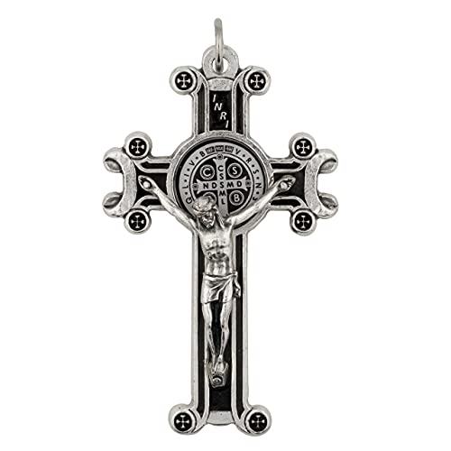 Rose Scapular Manly Crusader Cross with Saint Benedict Medal