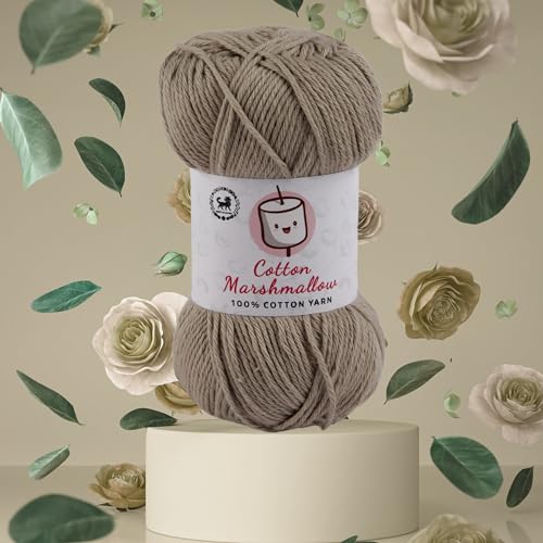 Image of NESTNHAVEN Cotton Marshmallow 100% Cotton Yarn - (50 g, 130 m) - Luxury Yarn for Crochet, Amigurumi, Embroidery, Toys, Garments, Flowers and Hobby Projects (Coffee)