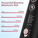 Ensemble de fichiers à ongles électriques, kit de pédicure professionnel rechargeable sans fil, 5 Outil de soin des pieds à la main de vitesse pour sertissage de galon - avec 100Pcs Bandes de ponçage pour le forage des ongles
