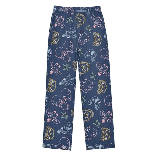 ZZXXB Abstract Giraffe Lion Boys Long Pants Soft Trousers Elastic Waist Kids Lounge Bottoms with Pockets S-XL
