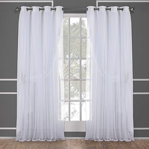 Eh8256-09 2-84G Catarina Layered Solid Blackout And Sheer Window Curtain Panel Pair With Grommet Top, 52X84, Winter White, 2 Piece #TOP1