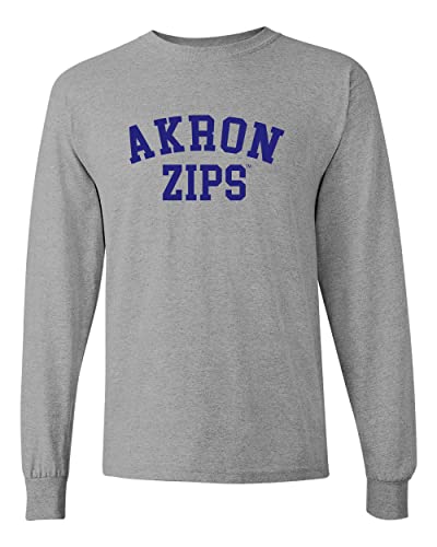 CreateMyTee | University of Akron Zips Long Sleeve T-Shirt (Sport Grey, Large)