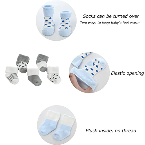 Mamimaka Baby Boys Caps Mittens And Thick Warm Socks Cotton Newborn Essentials Accessories (Hats+Gloves+Terry Socks),0-6 Months #TOP3