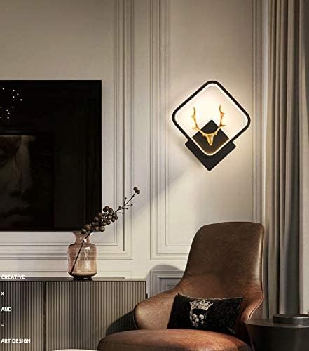 Image of Zingy mahaur 3-in-1 LED Wall Light with Switch, Color-Changing for Bedroom, Living Room, Modern Design, Decorative Night Lamp, Warm /Natural /Cold White, Deer Head, Black Square Home Decor