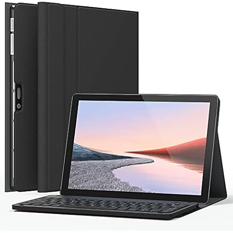 Earto Microsoft Surface Pro 7 Case with Keyboard for Microsoft Surface Pro 7 / Surface Pro 6 / Surface Pro 5/4 12.3 Inch Tablet - Folio Stand Case - Removable Wireless Type Cover Keyboard - Black Cover