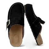 Picture of MLTT Black Clogs for Women, Womens Casual Clogs with Moc Toe Design, Adjustable Side Buckle, Soft Memory Foam Footbed and Non-Slip Durable Outsole,Womens Slip On Shoes for Holiday Walking Size 6