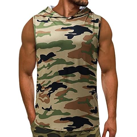 FASLOLSDP Camiseta deportiva para hombre con capucha de camuflaje Cover