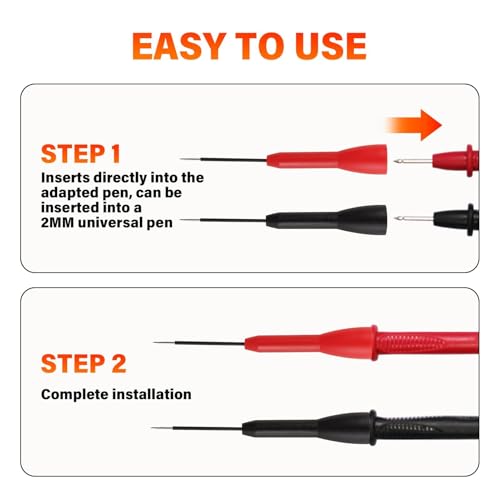 Image of 2mm Extended Needle Test Probes 4 Pcs, 600V /10A Non-Destructive Multimeter Insulation Needle Probes Tip Compatible with Fluke Leads tl71 tl75