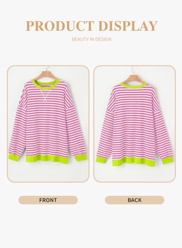 Image of Eytino Women Plus Size Striped Color Block Crewneck Sweatshirt(1X-5X) | Oversized Pullover Tops,Long Sleeve Casual Shirt,Workout & Daily Wear,2026 Fall Fashion Clothes Outfits