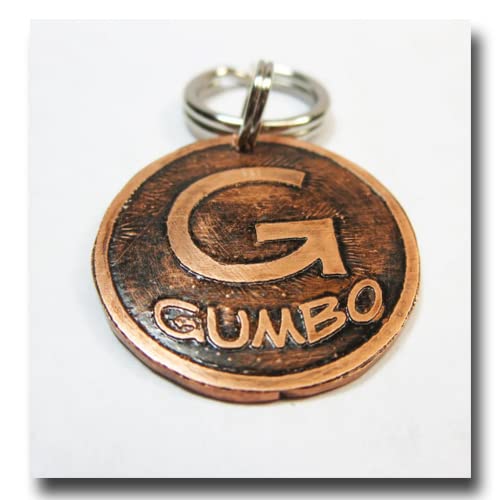 Raised Initial & Name Pet Tag Dog Id-Brass, Nickel Silver Copper Tag-Personalized Id Tag-Engraved Dog Tag-Unique Hand Crafted Tag-Custom Tag (1