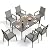 PHI VILLA 7 Piece Outdoor Dining Set, 1 Rectangle Patio Dining Table & 6 Aluminum Stackable Chairs(Grey) with Extra Wide Seat, Breathable Fabric and Sturdy Frame,Patio Table Set for Outdoor
