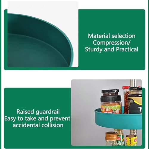 Image of Shuttle Art|2 Tier Lazy Susan Turntable Cabinet Organizer|Space-Saving Spinning Rack for Kitchen Essentials, Makeup, and Office Items,Holder for Cabinets,Kitchen Storage,Cosmetic Storage|Green