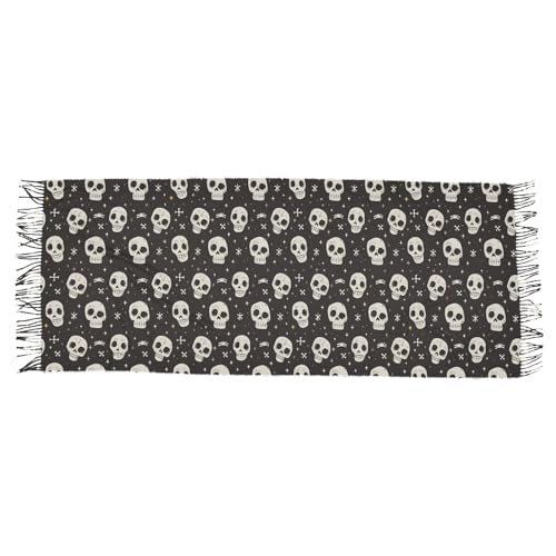Women's Scarf Shawls Warm,Cute Black Skull Head Large Soft Scarves with Lightweight for Cold Weather2