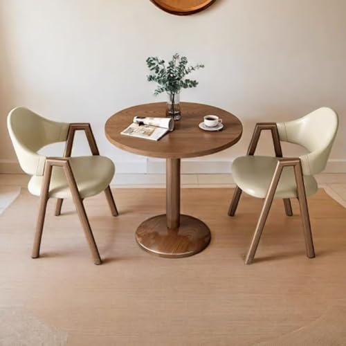 Mesa de comedor redonda pequeña estilo industrial retro con 2 sillas de cocina y patas de hierro