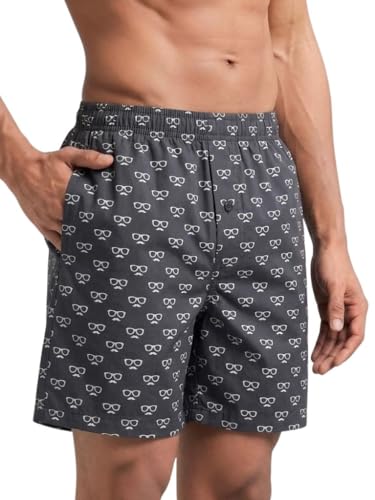 Image of Men's Cotton Boxers | Comfortable Printed Boxer Shorts for Men | Soft Breathable Lounge Boxers | Elastic Waist Relaxed Fit | Men's Sleepwear & Home Wear Boxer Shorts