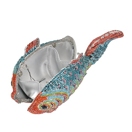 Image of Women Mini Fish Clutch Luxury Rhinestones Purse Sparkling Banquet Handbag Wedding Party Clutch Bag