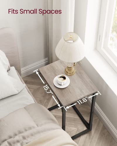 Image of VASAGLE C-Shaped End Table Set of 2, Small Sofa Side Table with Metal Frame