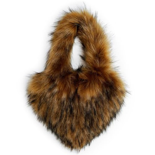 Rejolly Heart Shaped Furry Purse for Women Large Soft Shoulder Bag Fluffy Faux Fur Trendy Y2K Girls Handbag
