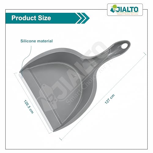 Image of JIALTO Heavy Duty Plastic Dustpan with Ergonomic Handle, Large Capacity Lightweight Dust Pan for Home, Kitchen, Office & Indoor Cleaning