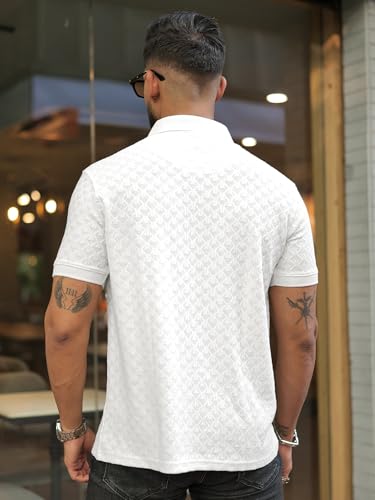 Image of Maniac || Mens || Kite || Textured || Polo Neck || Half Sleeve || Cotton || Slim Fit || Tshirt