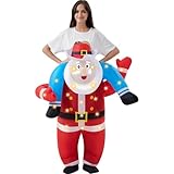 WinnerWhy Christmas Inflatable Costume Inflatable Santa Claus Costume with LED Light Xmas Blow Santa Costume Unisex Adult Inflatable Costumes for Christmas Party Halloween Cosplay Outfit (Santa)