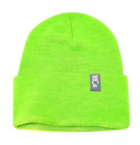 180s Unisex Winter Beanie Hats for Men and Women Soft Stretch Warm Knit Cold Weather Skull Cap (Brite Lime)