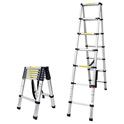 Escalera de extensión telescópica Marco A, Escalera Alta telescópica Plegable Antideslizante, Multiusos y portátil, soporta 150 kg (tamaño: 4,4 m / 14,44 pies)