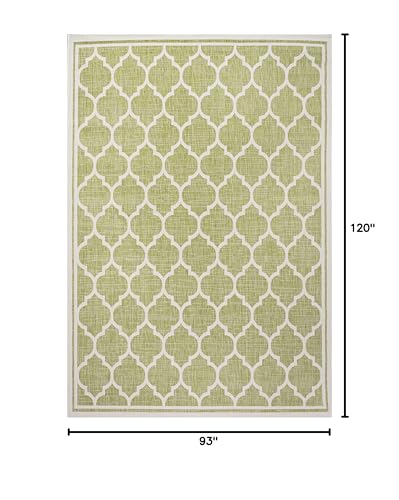 Image of JONATHAN Y Moroccan Trellis Indoor Outdoor Area Rug 8X10 Green /Cream, Trebol Textured Weave for Backyard, Patio, Porch, Easy-Cleaning, High Traffic, Pet-Friendly, Non-Shedding (SMB109G-8)