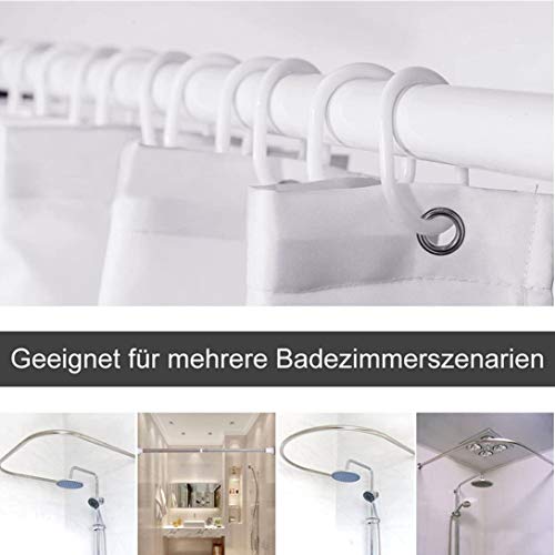 Duschvorhang 180x200 Textil Grau Pebble Schimmelresistenter und Wasserabweisend Shower Curtain mit 12 Duschvorhangringen (180 * 200cm)