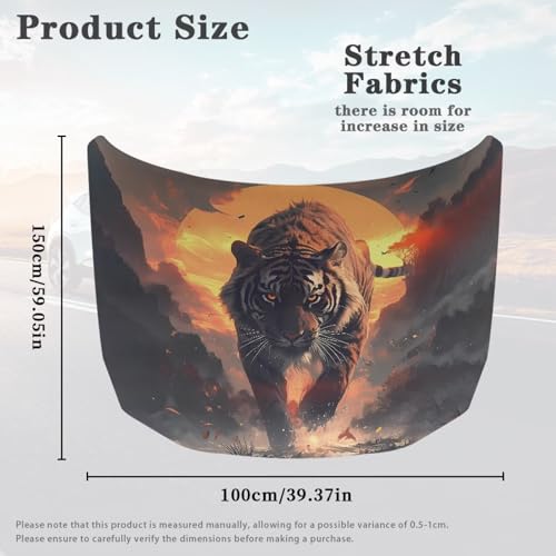 Image of Car Hood Cover,Men Car Hood Cover Protector Suitable Most Automotive Sedans Trucks Pickup Sports Cars,Car Accessories Tiger Sunset Print