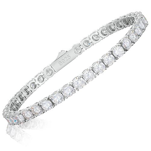 Moissanite Bracelet for Women Men 2/3/4/5MM(2.11-21.0CT) Moissanite Tennis Bracelet 18K Gold Plated S925 Sterling Silver Bracelets D Color VVS1 Round Simulated Diamond Bracelets 6-8.5Inch Tennis Chain4