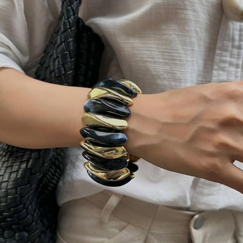 Image of MIFYNN Acrylic Chunky Bangle Bracelets for Women Stackable Stretch Resin Bracelet Minimalist Colorful Bangle Vintage Boho Chic Wristband Jewelry for Women