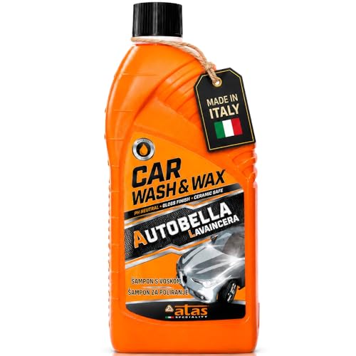 Image of Car Wash and Wax - High Foaming pH Neutral Car Soap, 100:1 Concentrated for More Washes, Safe for Wax & Ceramic, Glossy Finish, For Foam Cannon & Bucket - Premium Italian Formula, 33.8 Oz