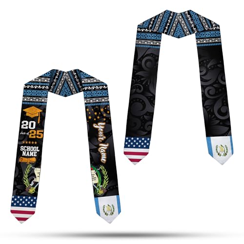 MonkeyVan Custom Guatemala Graduation Sash, Personalized Guatemalan Graduation Sash 2025, Guatemala American Graduation Sashes Gtm9