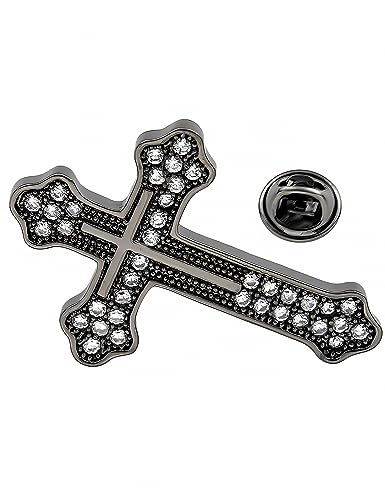 Image of Women's Cross Brooch Lapel Pin Faith Fashion Jewelry | Classic cross tie tack lapel pins. Decorative jewelry accessories for women's dresses, scarves, suits and church events