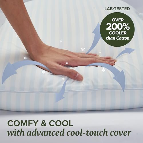 Image of Beckham Hotel Collection Summer Sanctuary King Pillow - Cooling Qmax Adjustable Down Alternative Pillow w /Extra Fill, Ideal for Side Back Stomach Sleepers