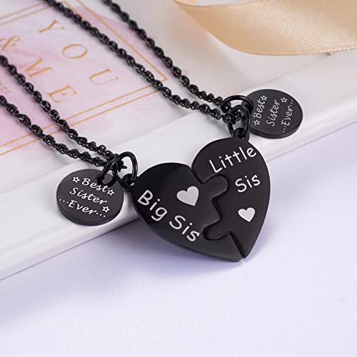 Ralukiia Big and Little Sister Matching Heart Necklace Set for 2, Best Sister Ever Gifts, Birthday Jewelry for Lil Sis Big Sis4