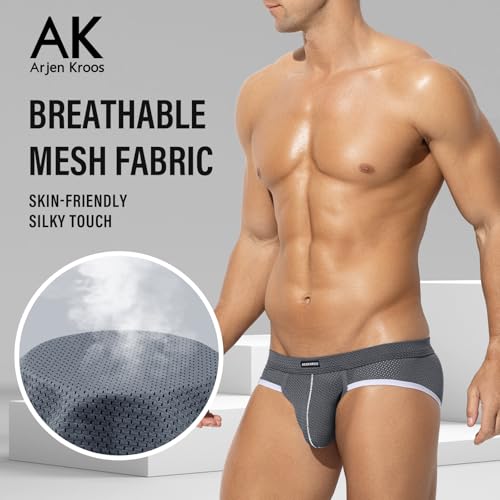 Arjen Kroos Mens Sexy Mesh Underwear Briefs Breathable Silk Low Rise Athletic Underwear3