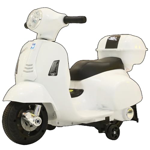 Brfveob 子供用電動乗用玩具、子供用電動スクーター、ベビーバッテリーカー、1〜3歳、リモコンバイク付きシットオンおもちゃ車、補助輪、乗用自転車、乗り物玩具 (グリーン) (70*50*50cm,ホワイト)